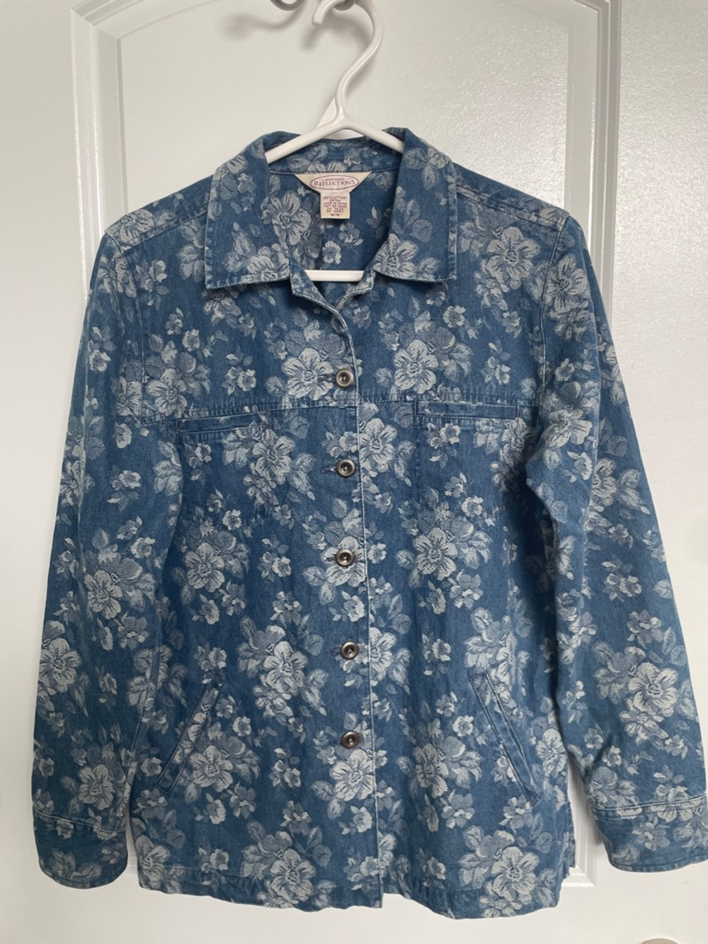 Northern Reflections Blue Denim Jacket with White Floral Print